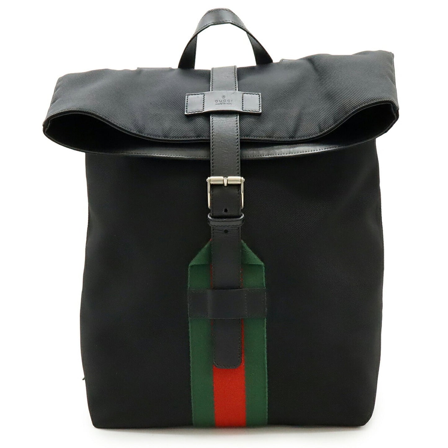 Gucci Black Green Red Color Canvas Leather Backpack