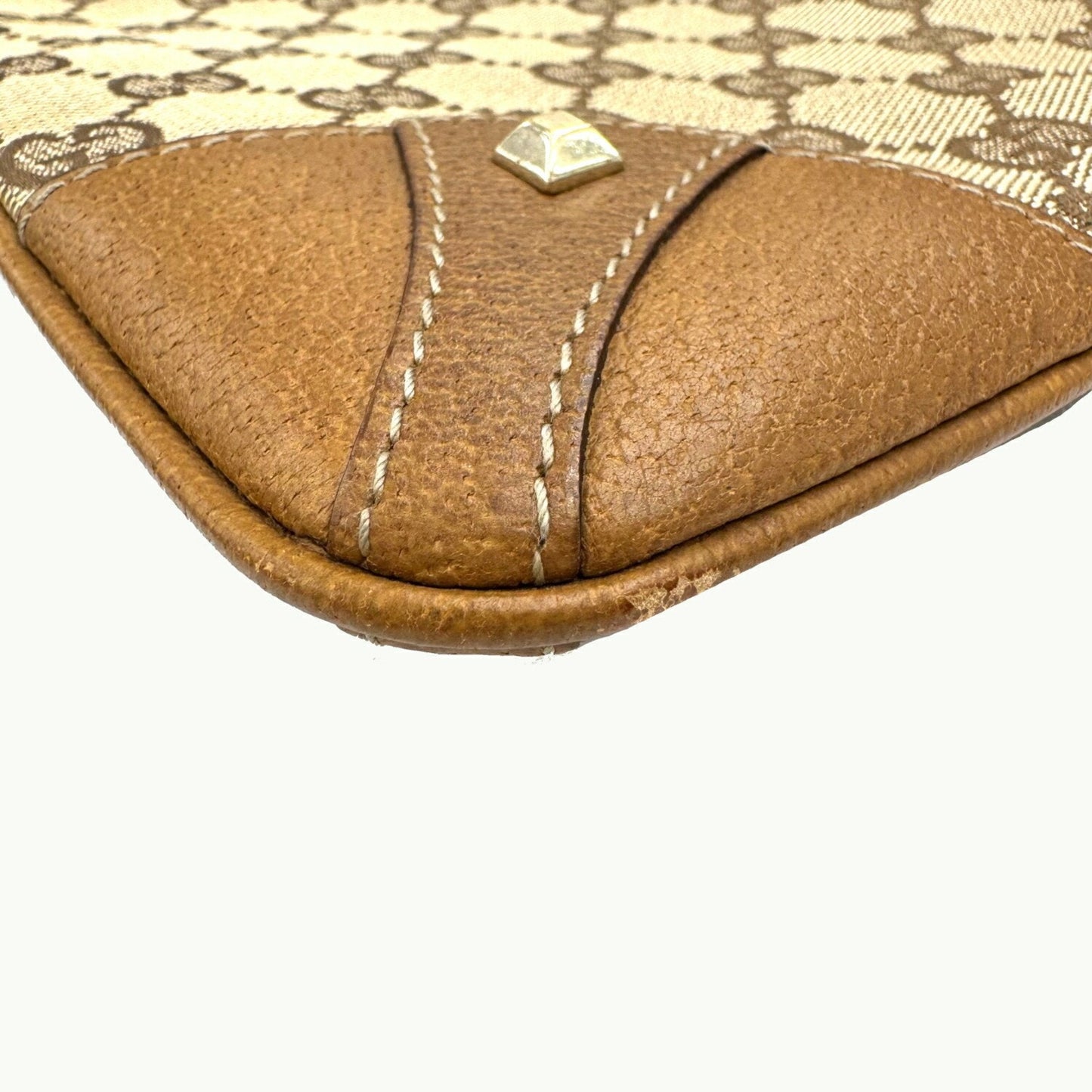 Gucci Brown Canvas Leather Shoulder Bag