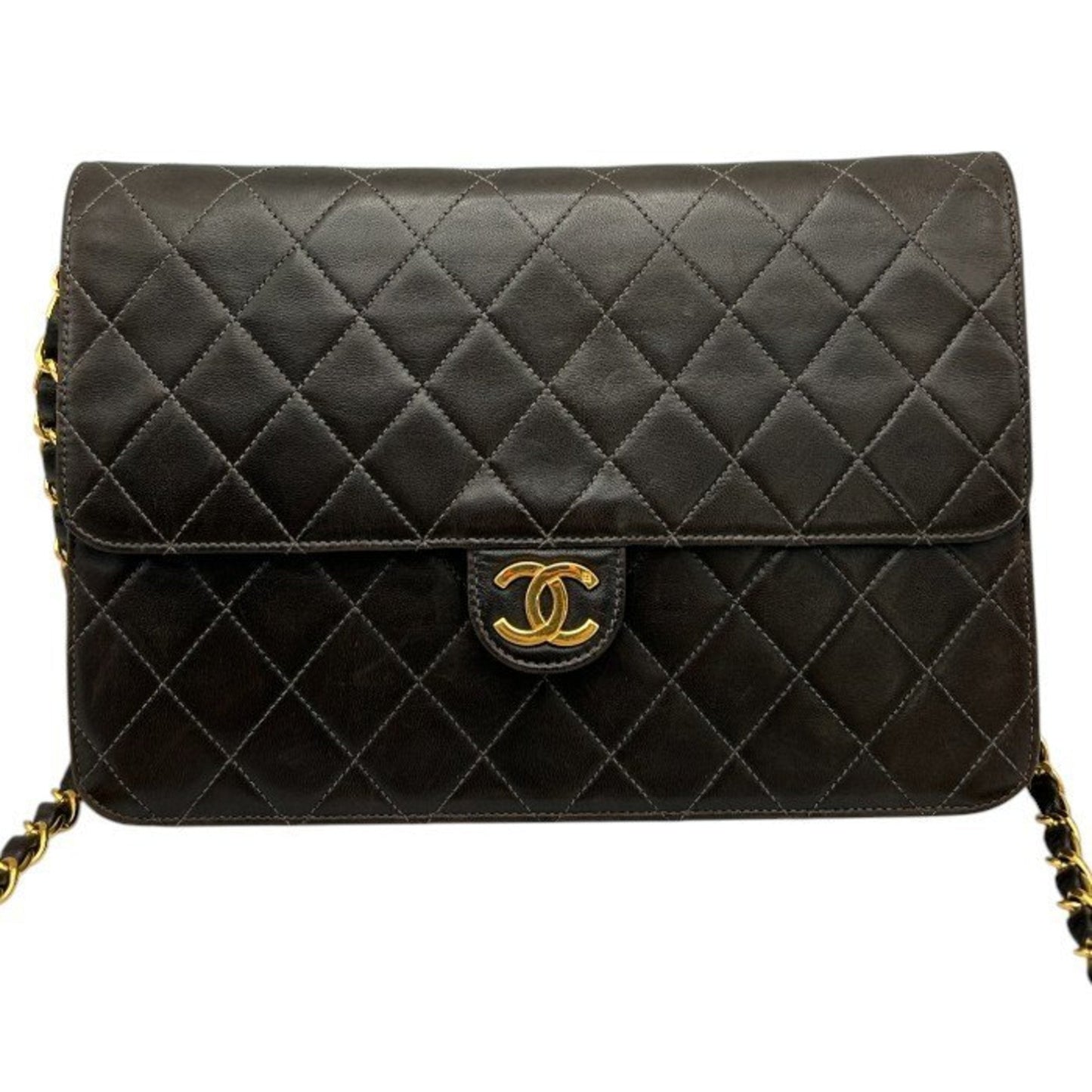 Vintage Clutch with Chain Quilted Leather Medium