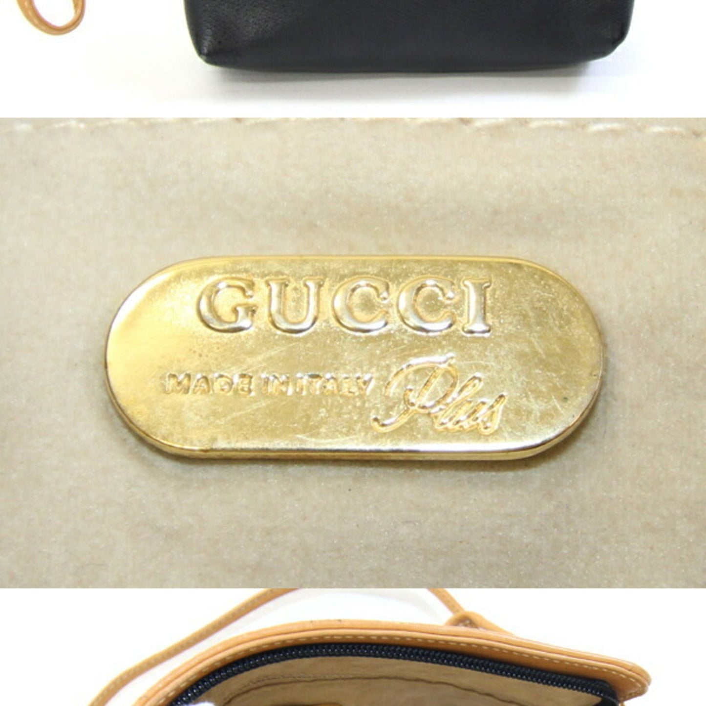 Gucci Black Light Brown Leather Pochette Shoulder Bag