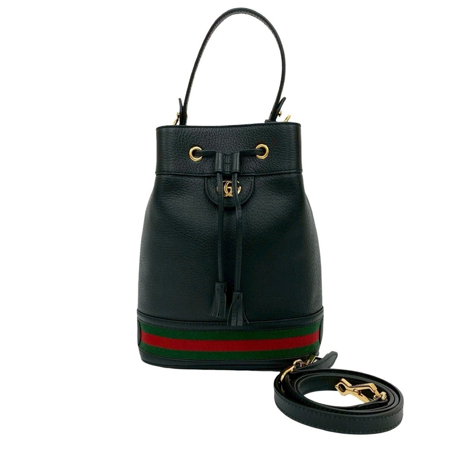 Gucci Black Green Red Color Leather Handbag Shoulder Bag