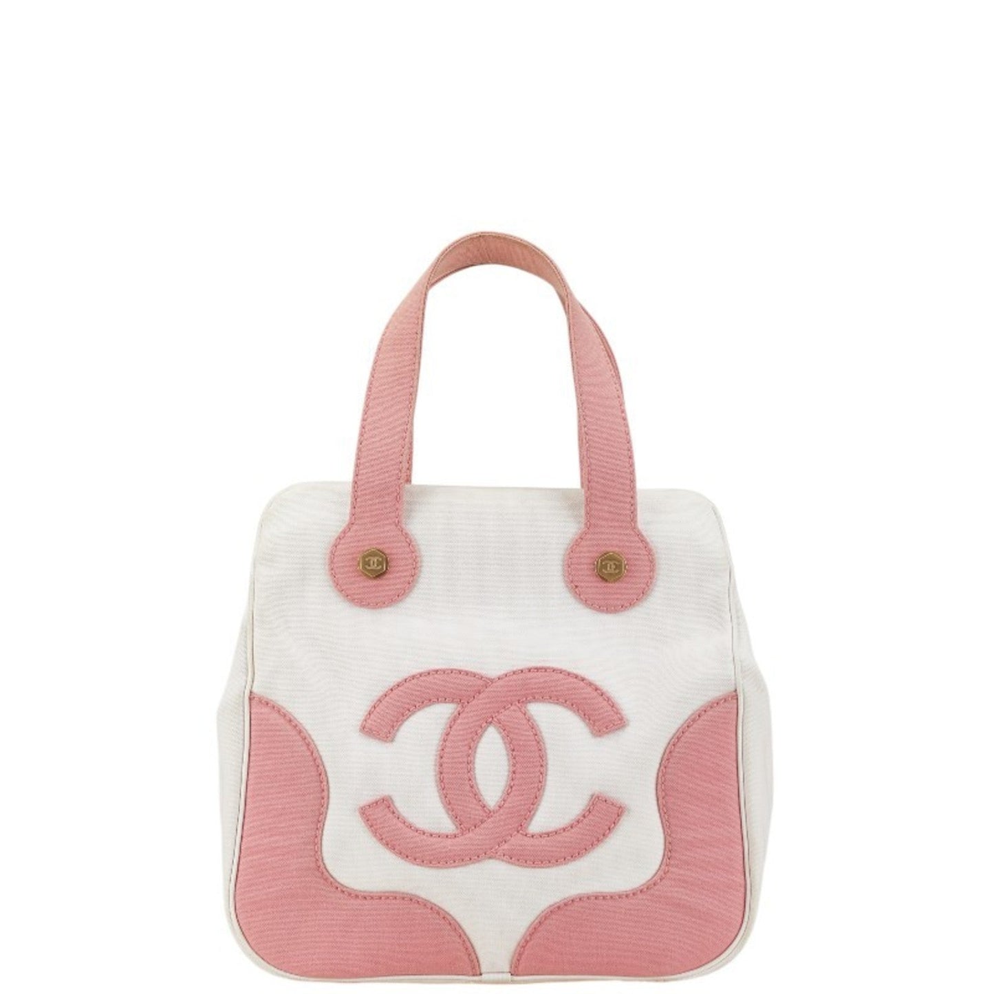 Chanel Pink White Canvas Handbag Tote Bag
