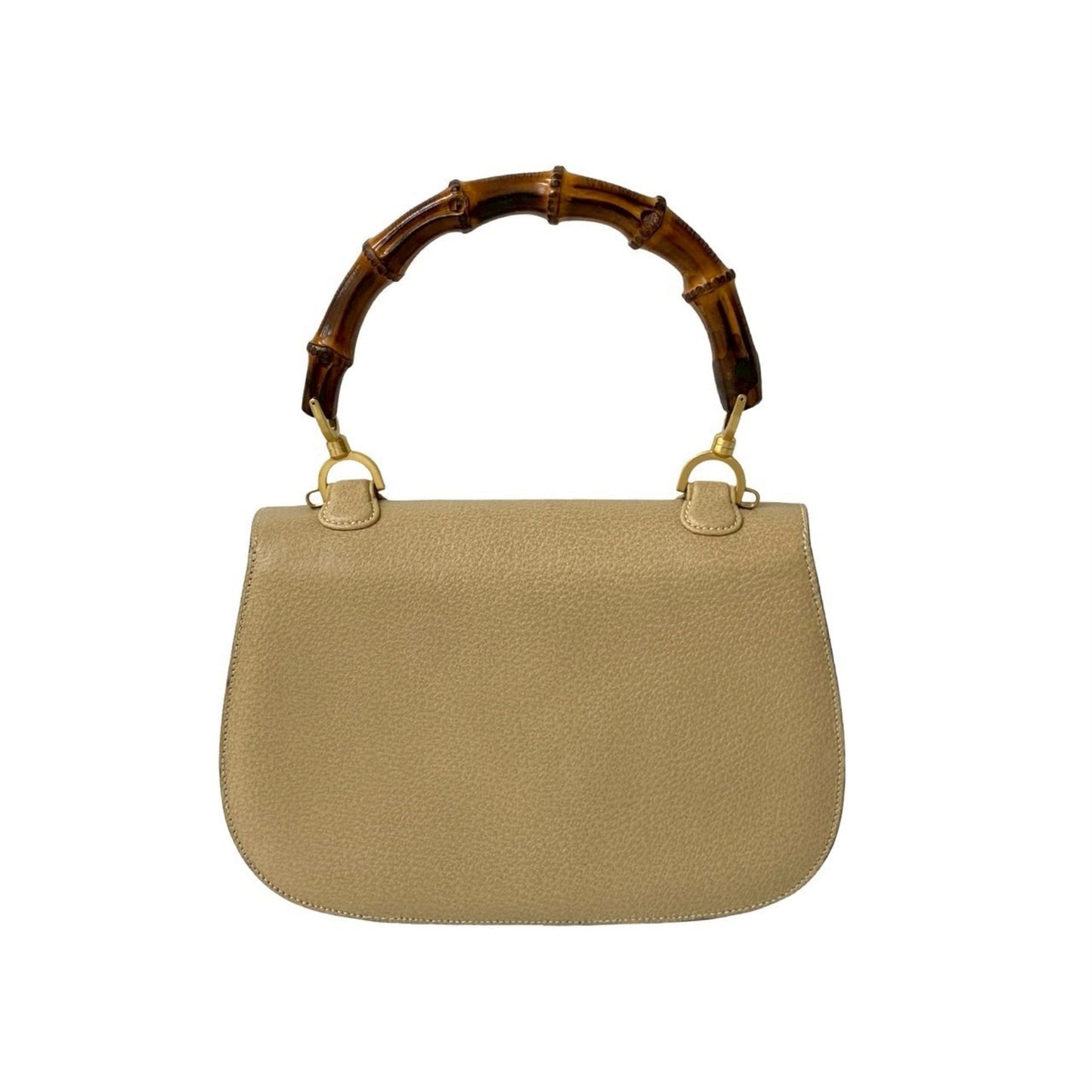 Gucci Beige Leather Bamboo Handbag Tote Bag