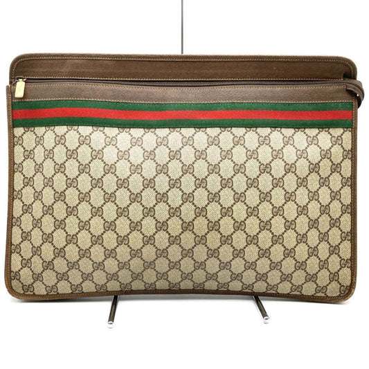 Gucci Sherry Line Brown Gg Supreme Leather Clutch Bag