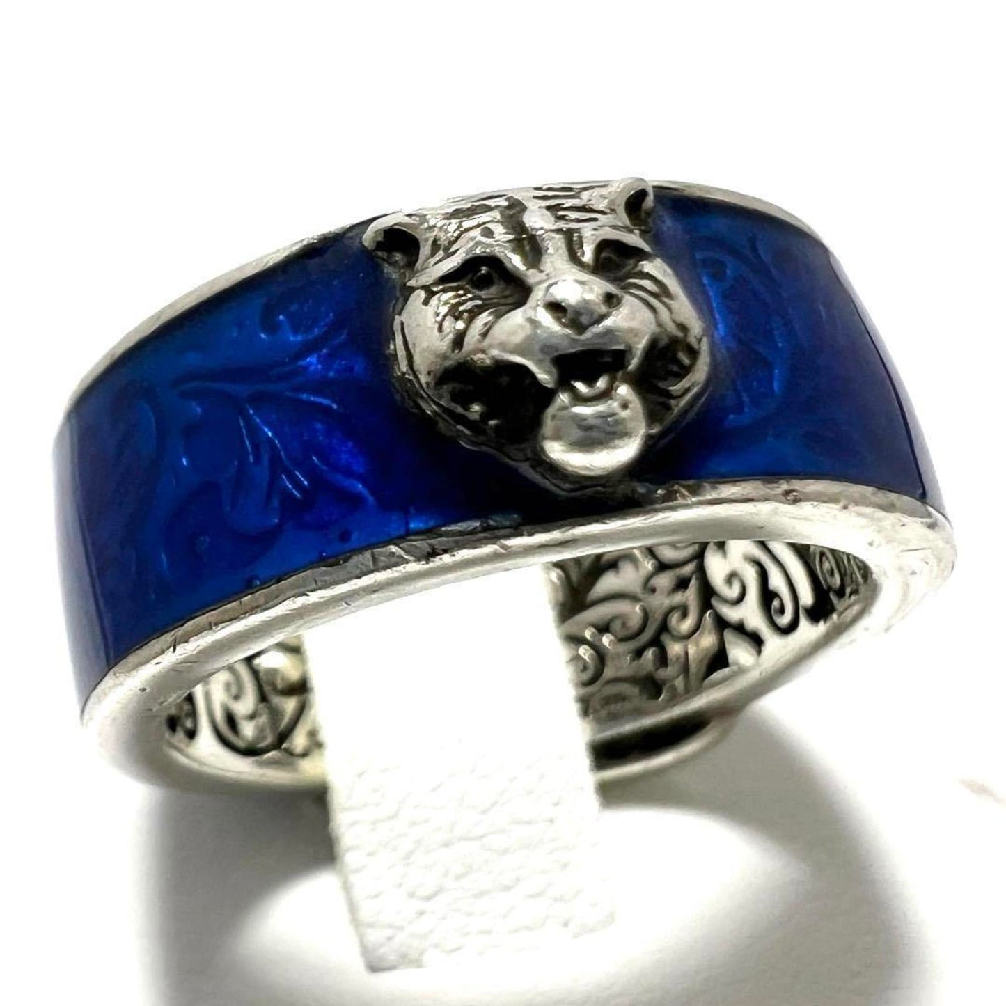 Gucci Blue Enamel Silver 925 Band Ring