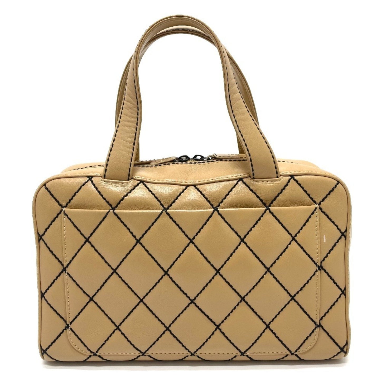 Chanel Wild Stitch Beige Leather Handbag Tote Bag