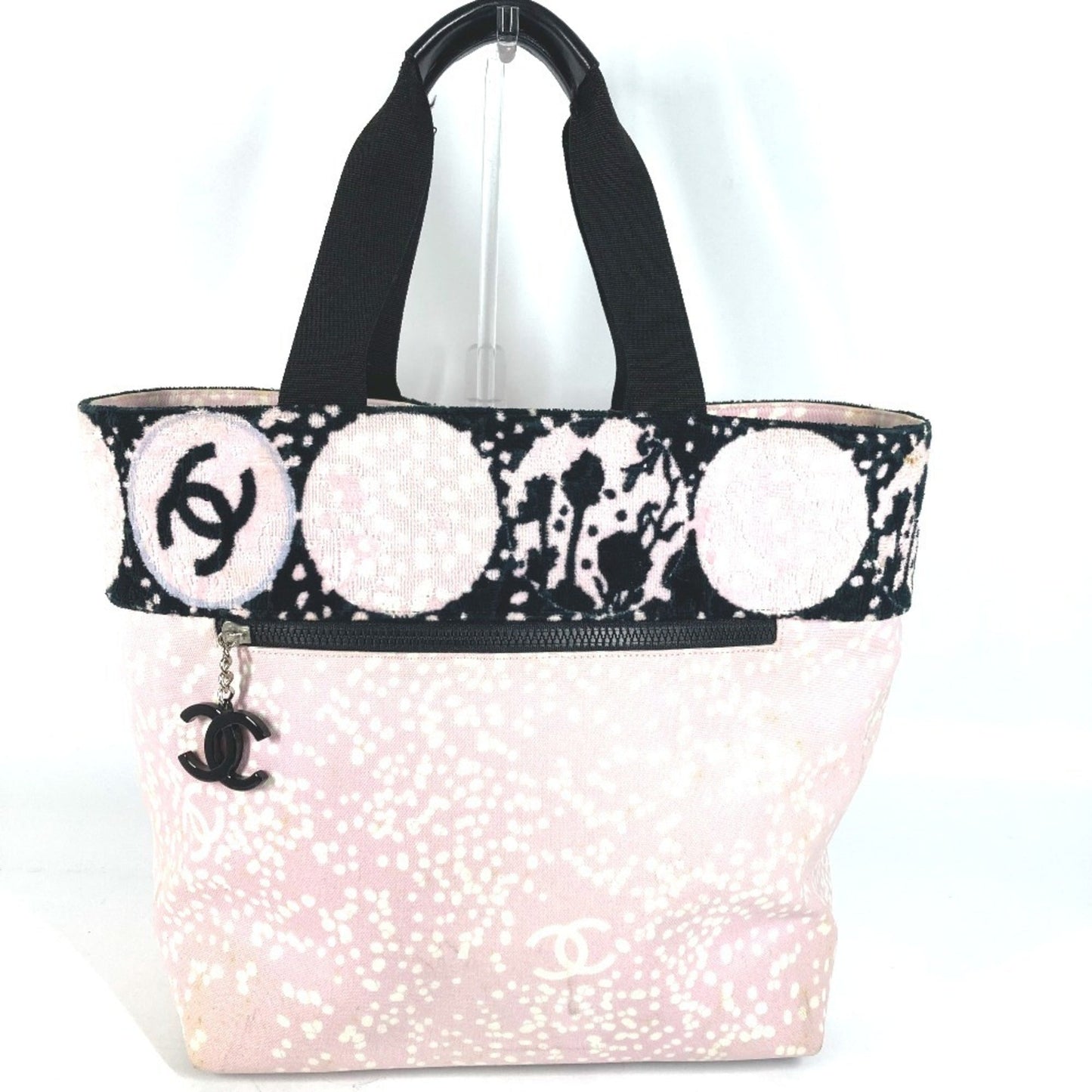 Chanel Black Pink Cotton Shoulder Bag Tote Bag