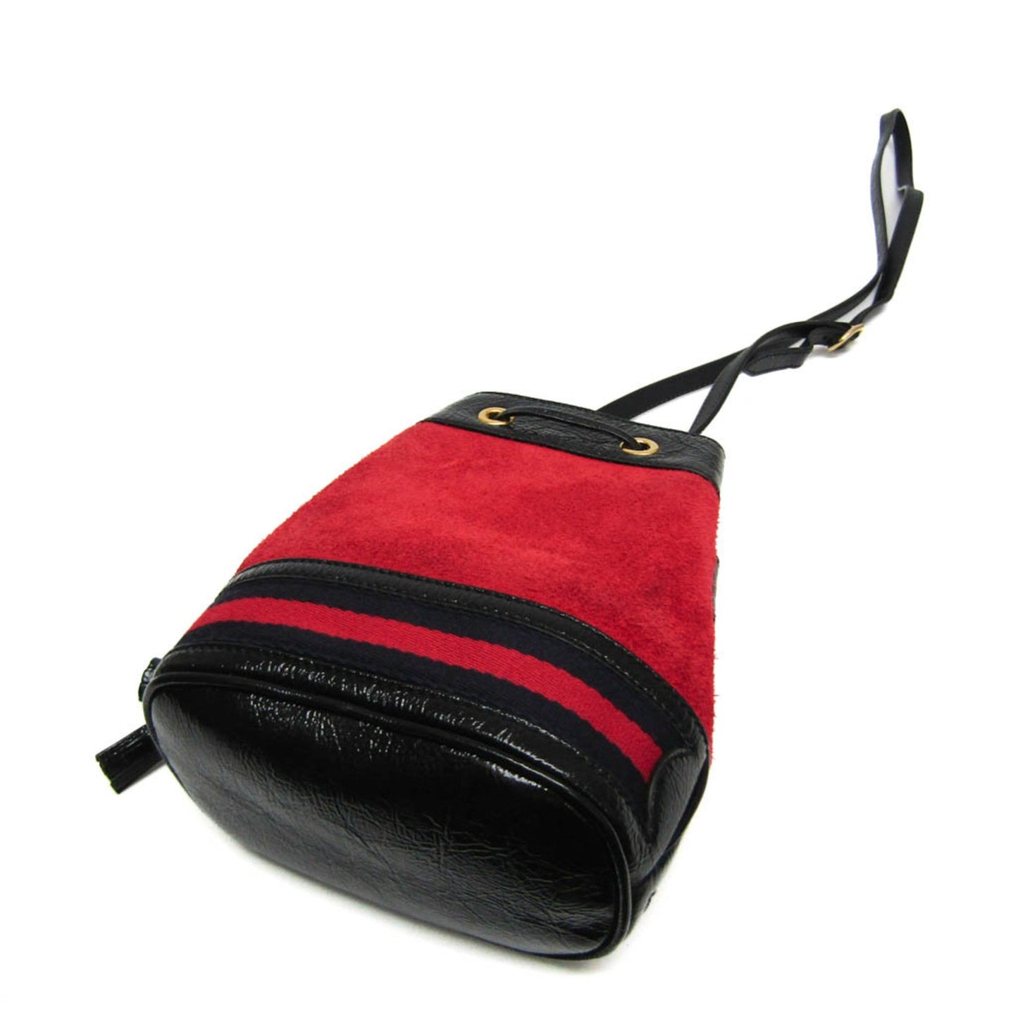 Gucci Black Navy Red Color Leather Suede Shoulder Bag