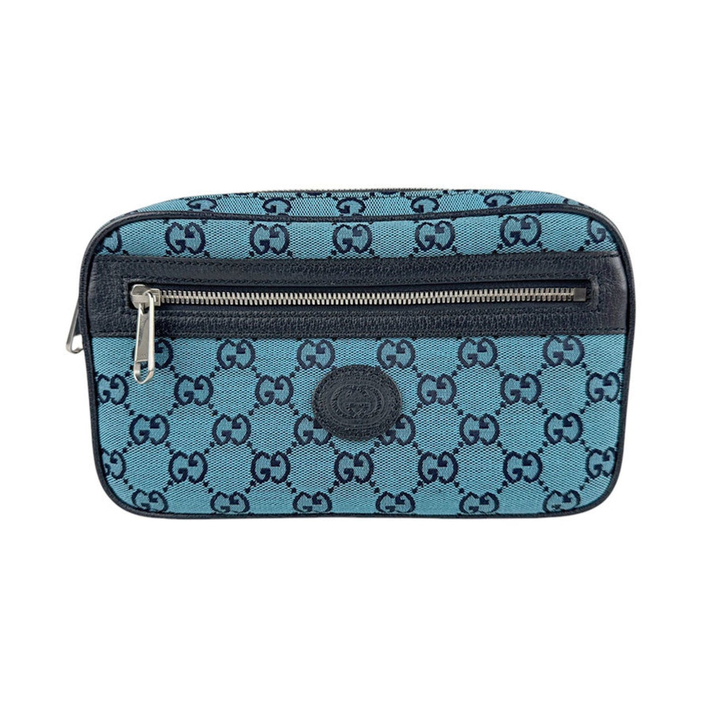 Gucci Blue Navy Gg Canvas Leather Fanny Pack