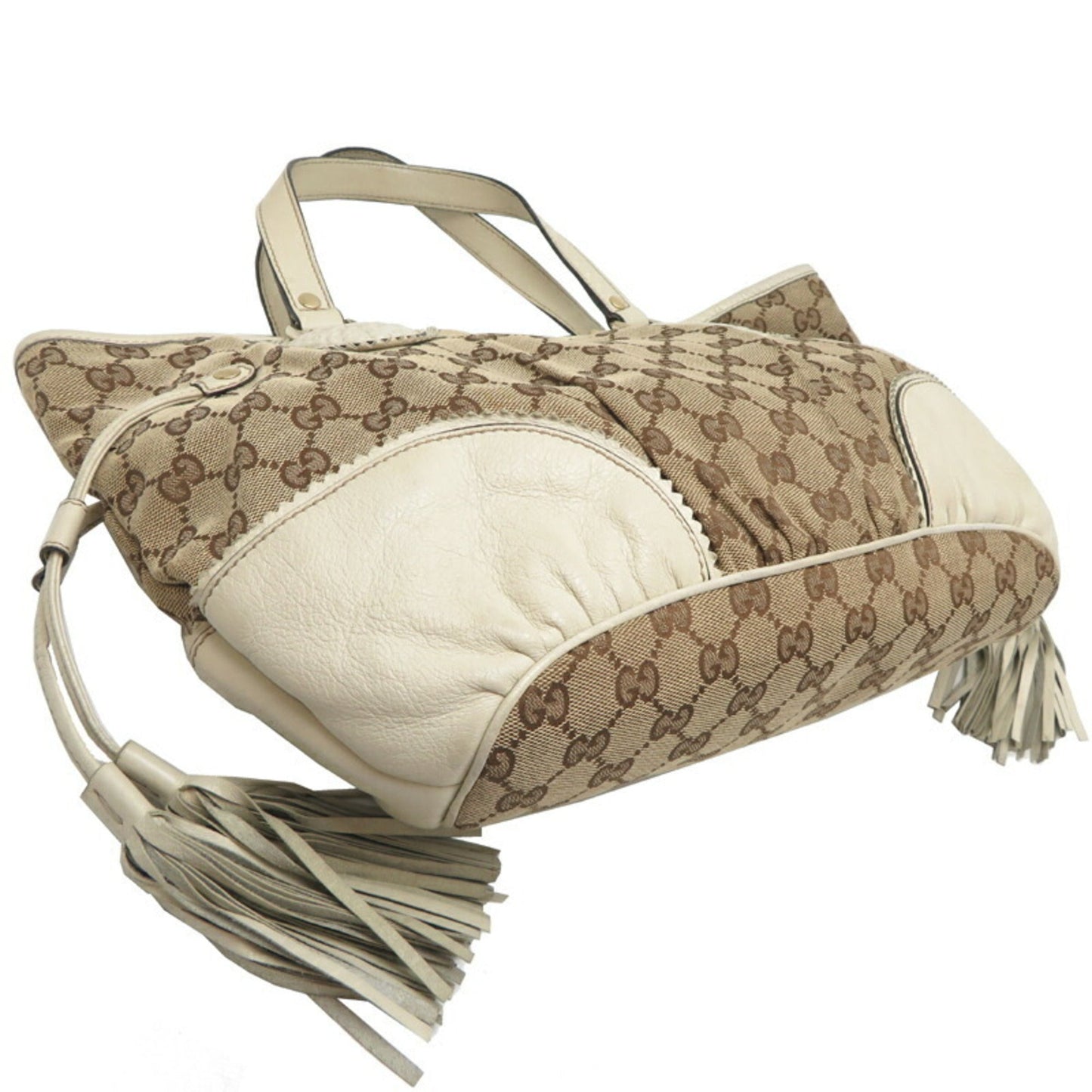 Gucci Beige White Gg Canvas Tote Bag