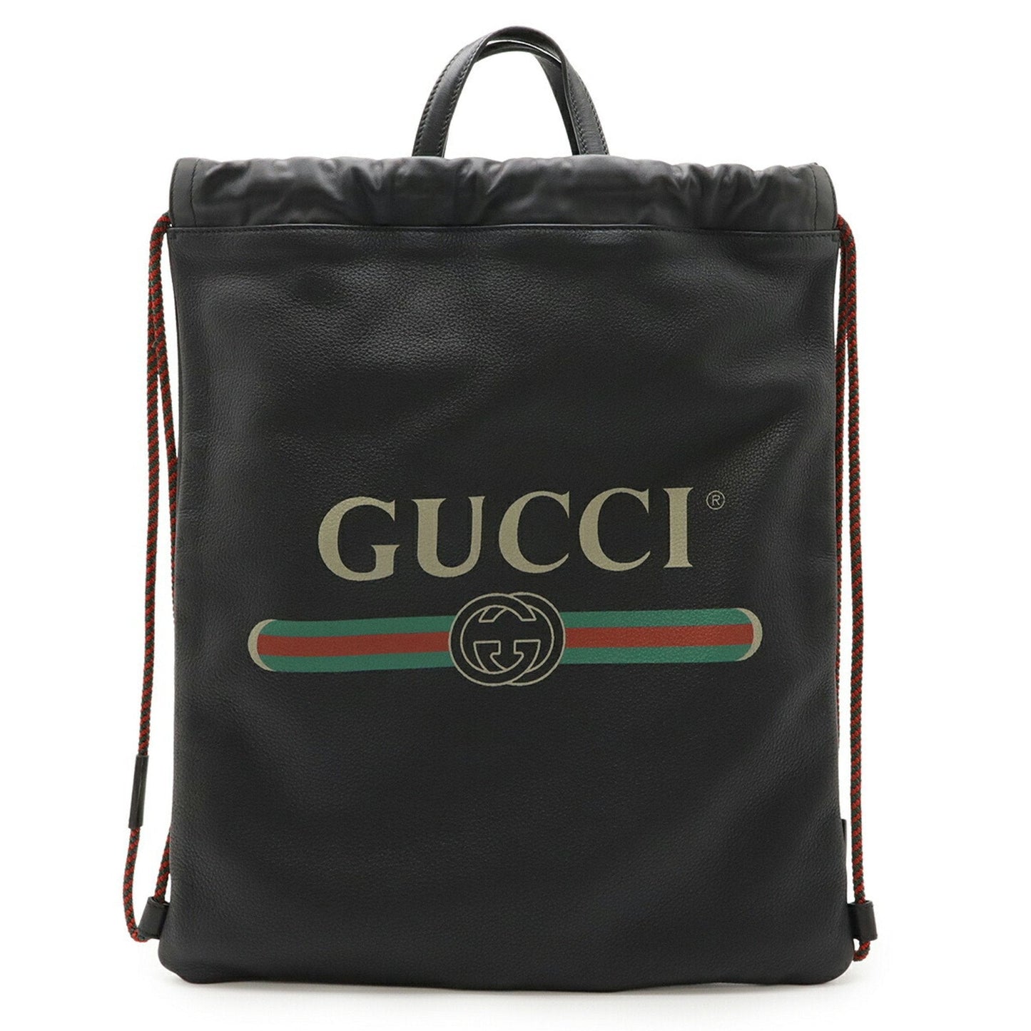 Gucci Black Green Red Color Leather Backpack