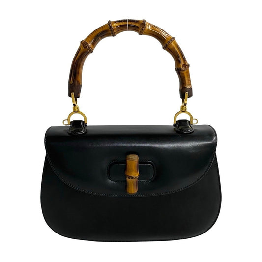 Gucci Black Leather Handbag Tote Bag