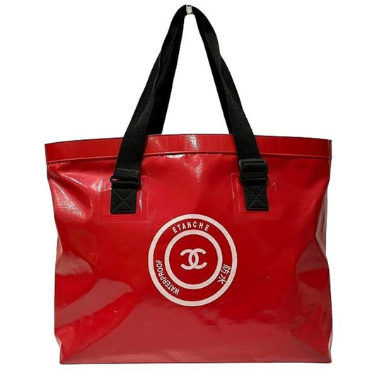 Chanel Red Color Vinyl Tote Bag
