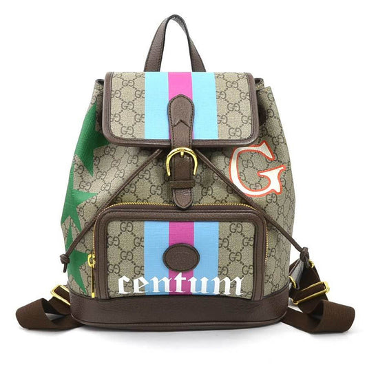 Gucci Brown Multi-Color Gg Supreme Leather Backpack