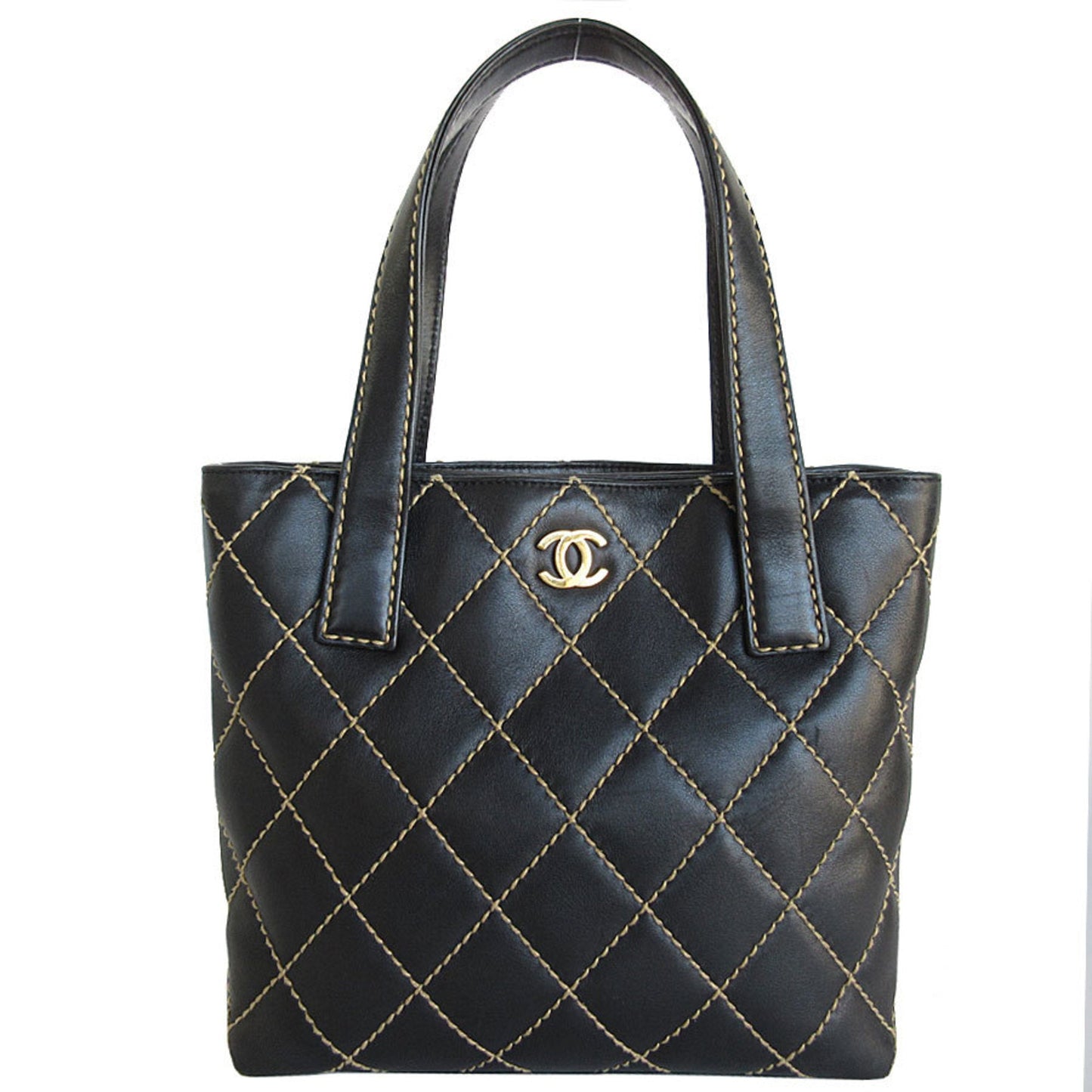 Chanel Black Leather Handbag Tote Bag