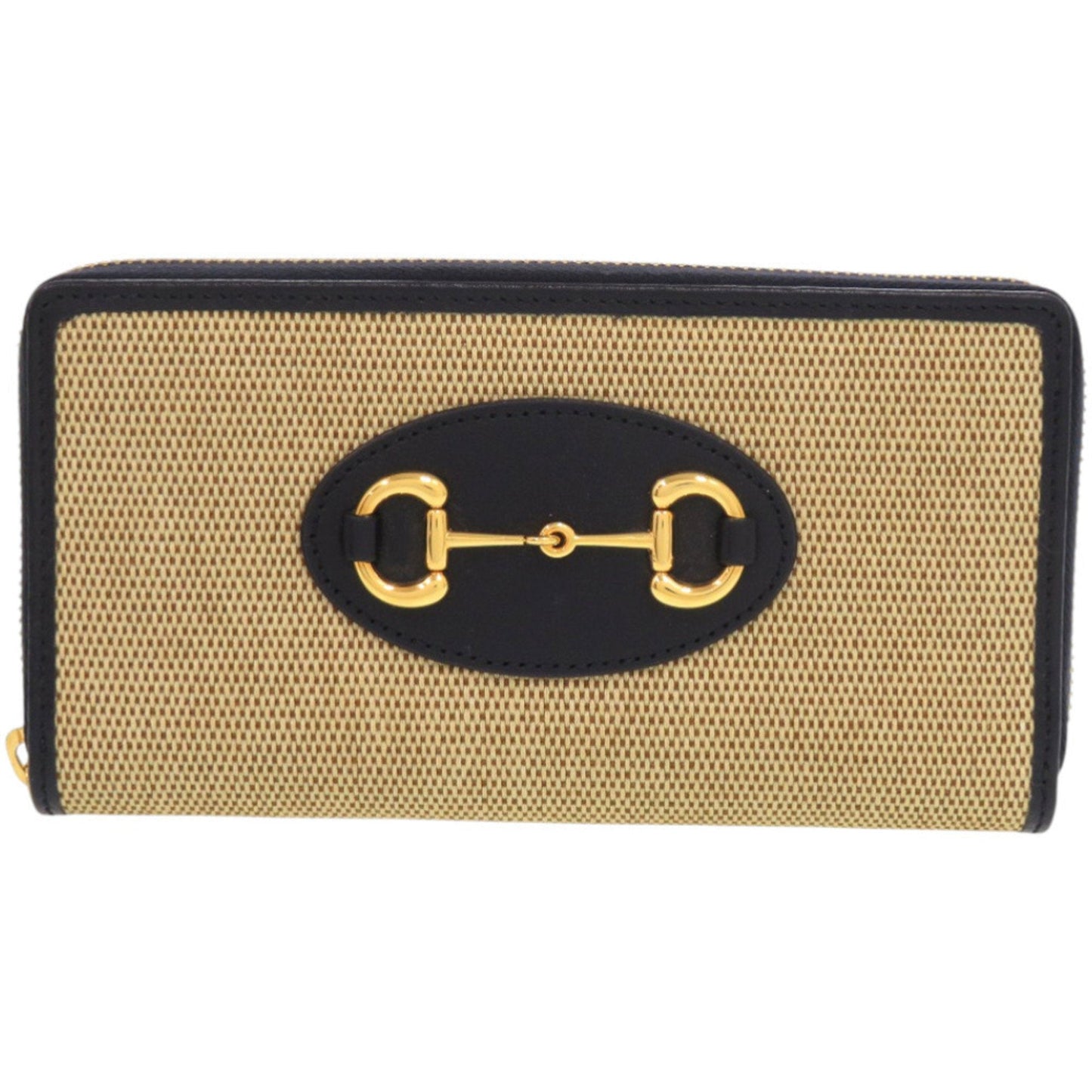 Gucci Beige Navy Canvas Leather Long Wallet (Bi-Fold)