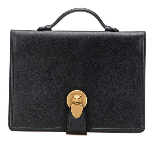 Gucci Black Leather Briefcase Clutch Bag