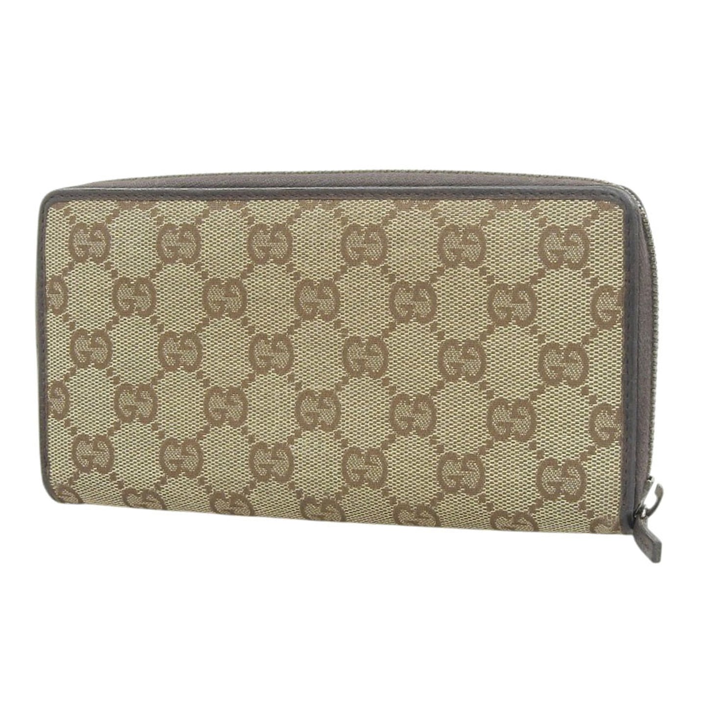 Gucci Beige Brown Canvas Leather Long Wallet (Bi-Fold)