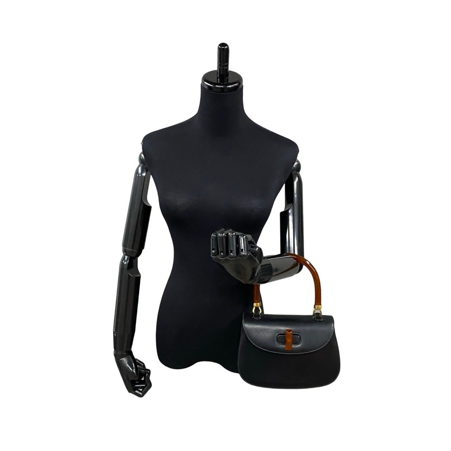 Gucci Black Leather Handbag Tote Bag