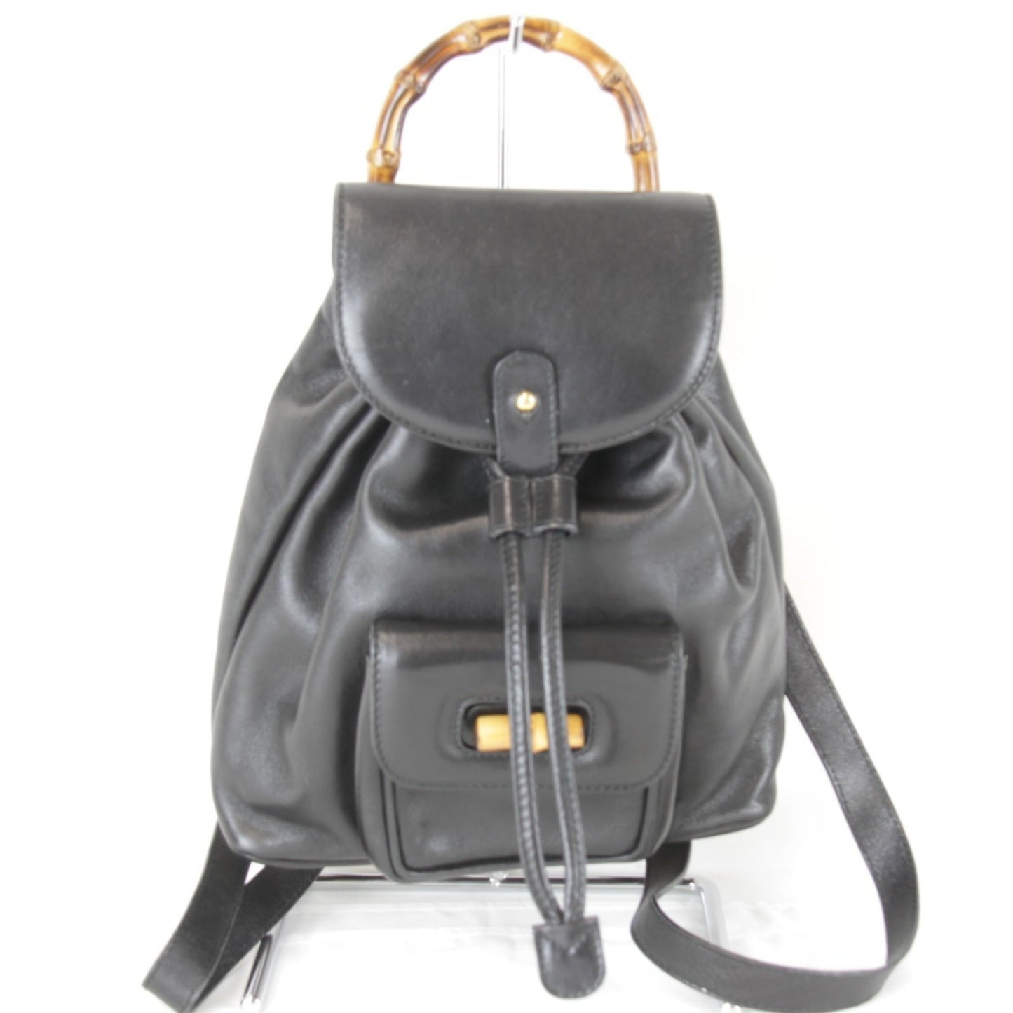 Gucci Black Bamboo Leather Backpack