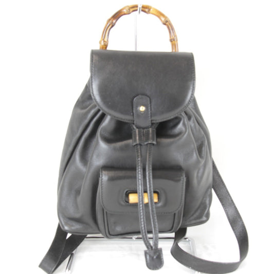 Gucci Black Bamboo Leather Backpack
