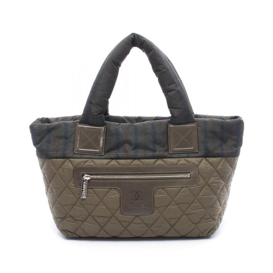 Chanel Green Khaki Multi-Color Nylon Leather Tote Bag