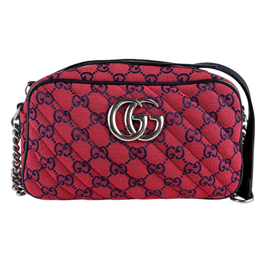 Gucci Navy Red Color Gg Canvas Leather Shoulder Bag