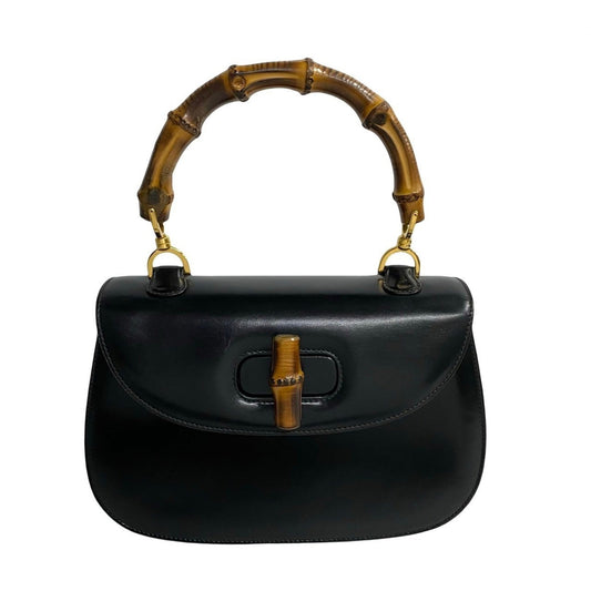 Gucci Black Leather Handbag Tote Bag