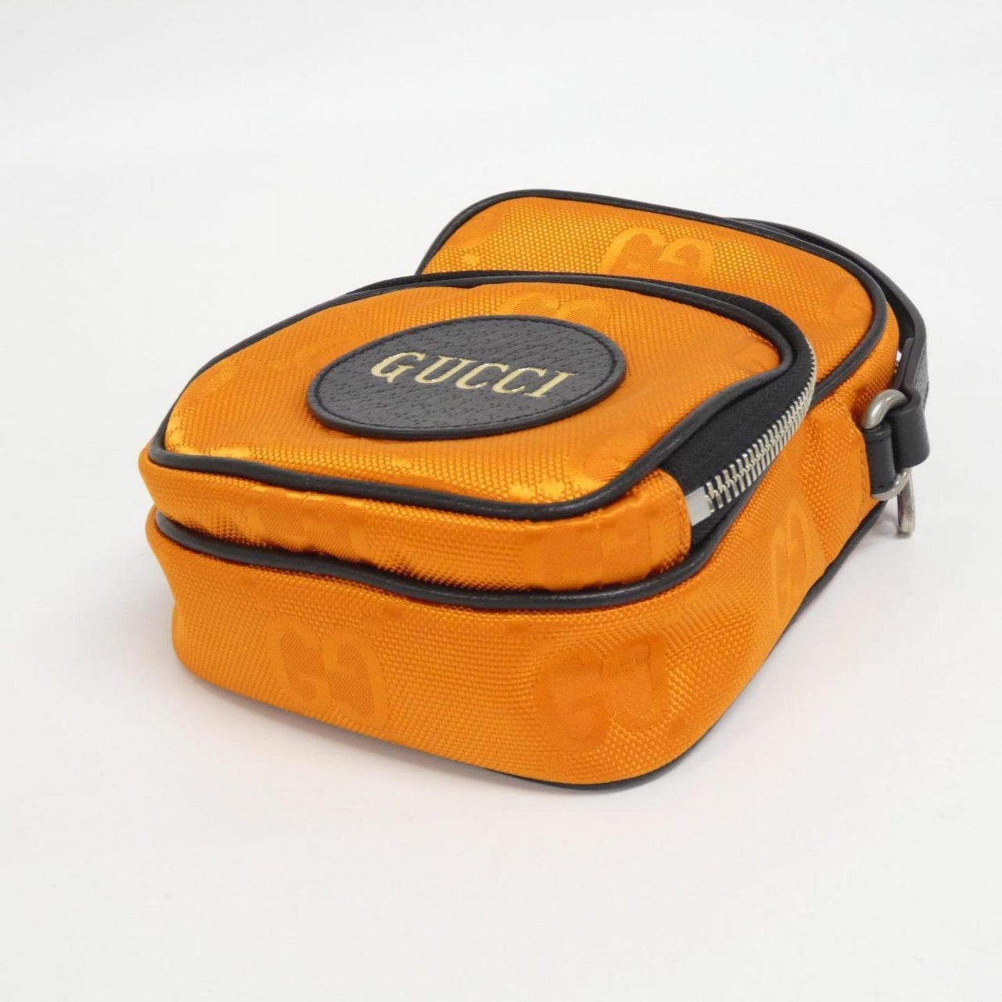 Gucci Black Orange Nylon Leather Shoulder Bag