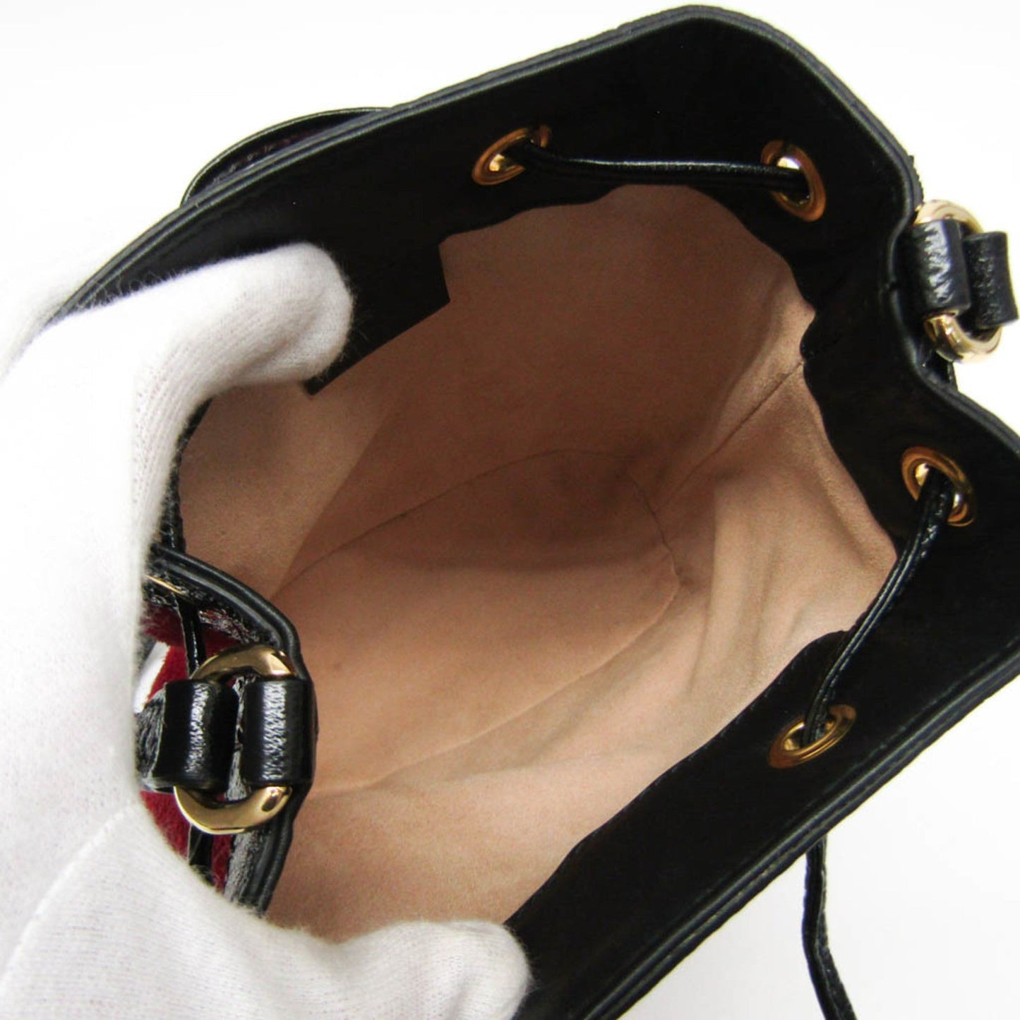 Gucci Black Navy Red Color Leather Suede Shoulder Bag