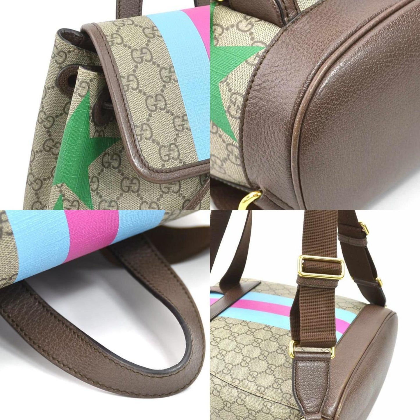 Gucci Brown Multi-Color Gg Supreme Leather Backpack