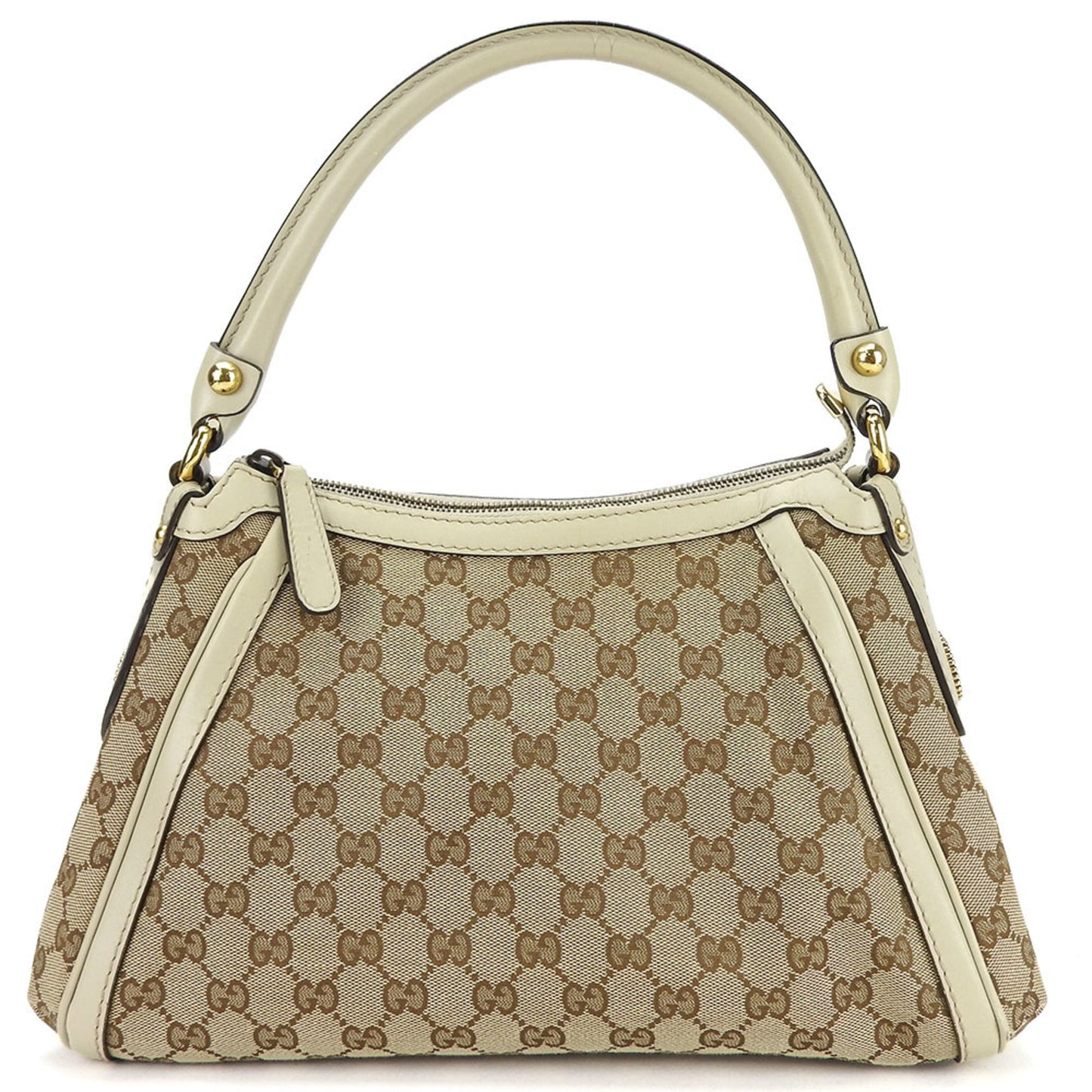 Gucci Gg Canvas Beige Gg Canvas Leather Shoulder Bag
