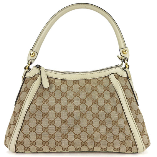 Gucci Gg Canvas Beige Gg Canvas Leather Shoulder Bag