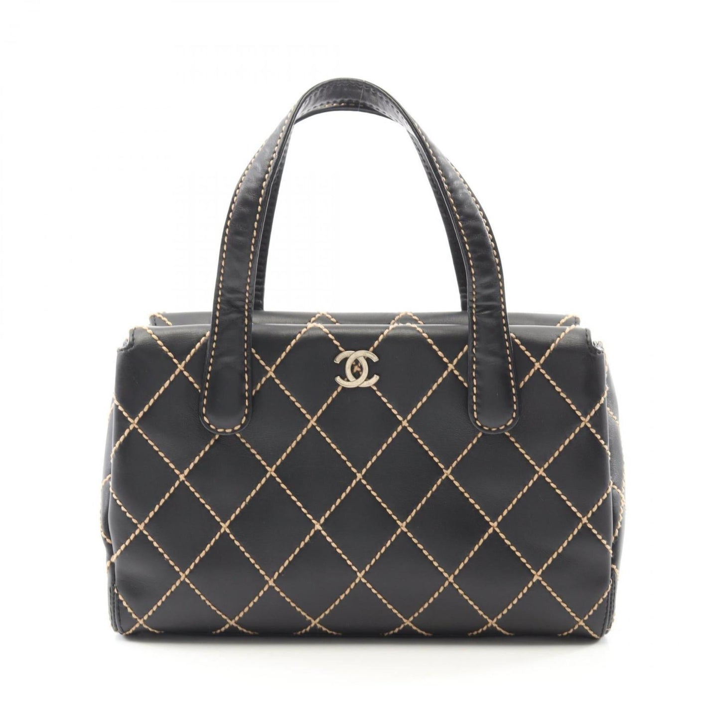 Chanel Wild Stitch Black Leather Tote Bag