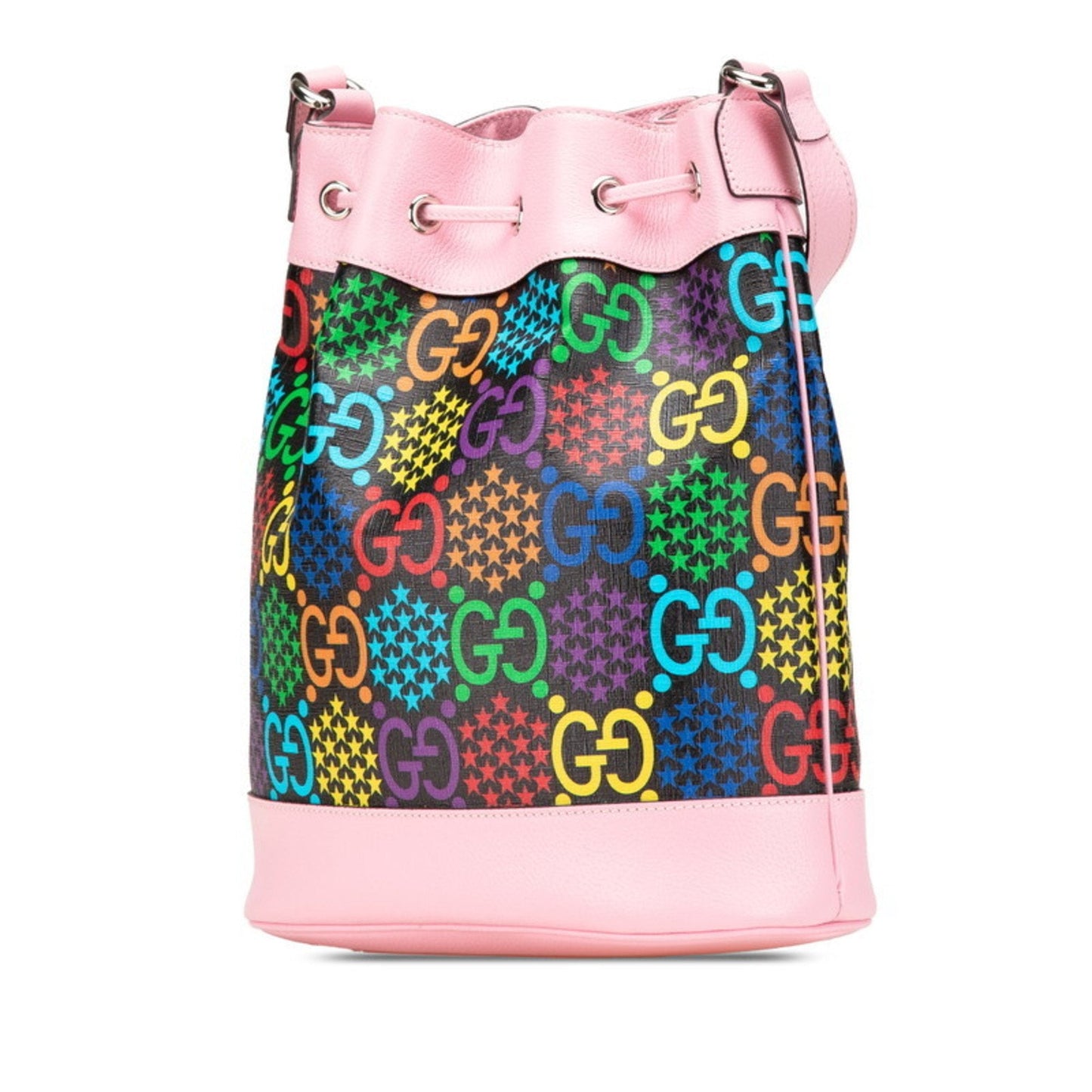 Gucci Black Multi-Color Pink Pvc Leather Shoulder Bag