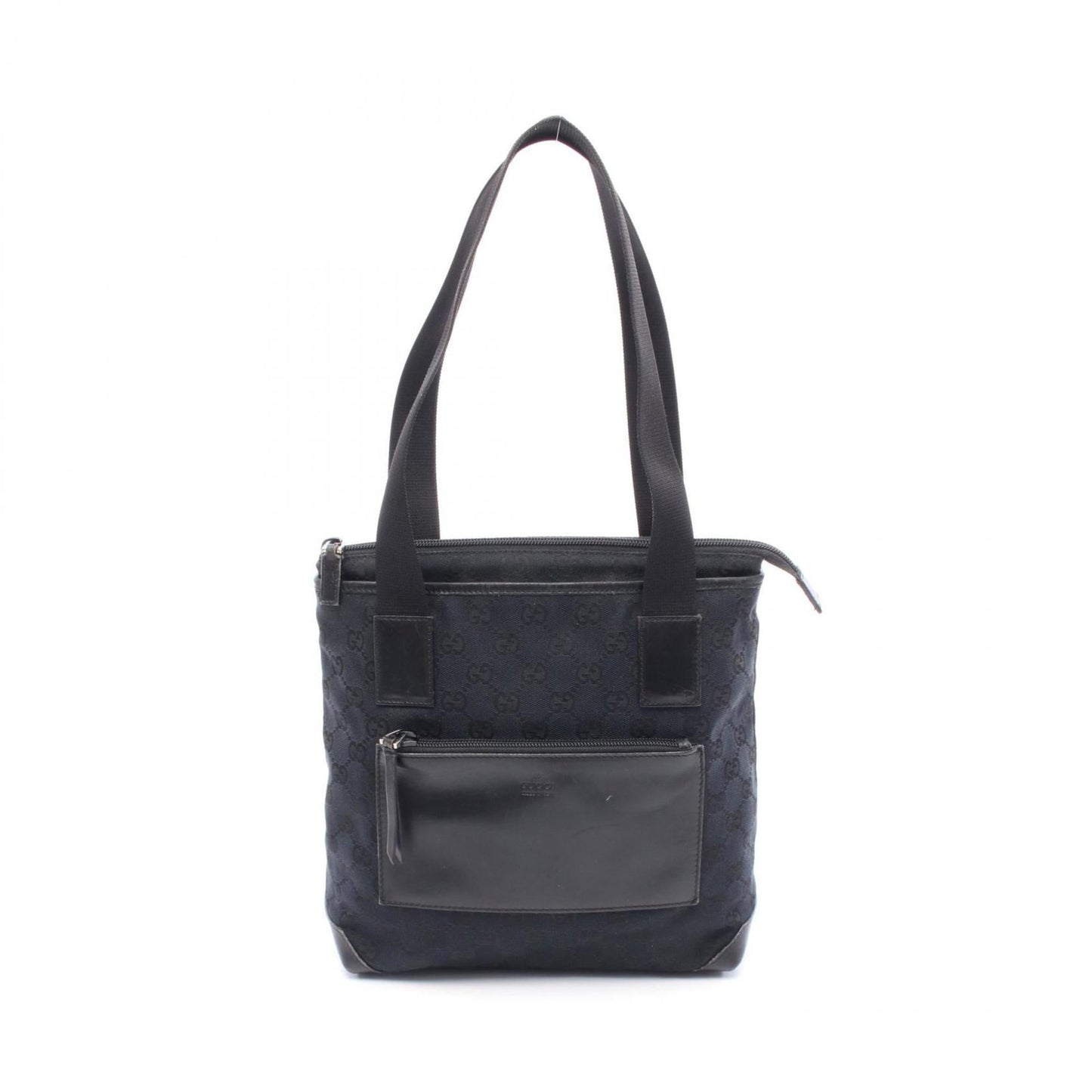 Gucci Black Canvas Leather Tote Bag