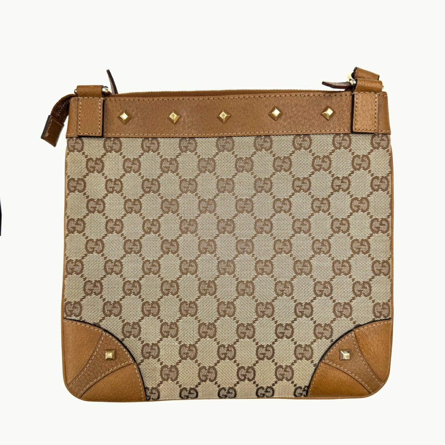 Gucci Brown Canvas Leather Shoulder Bag