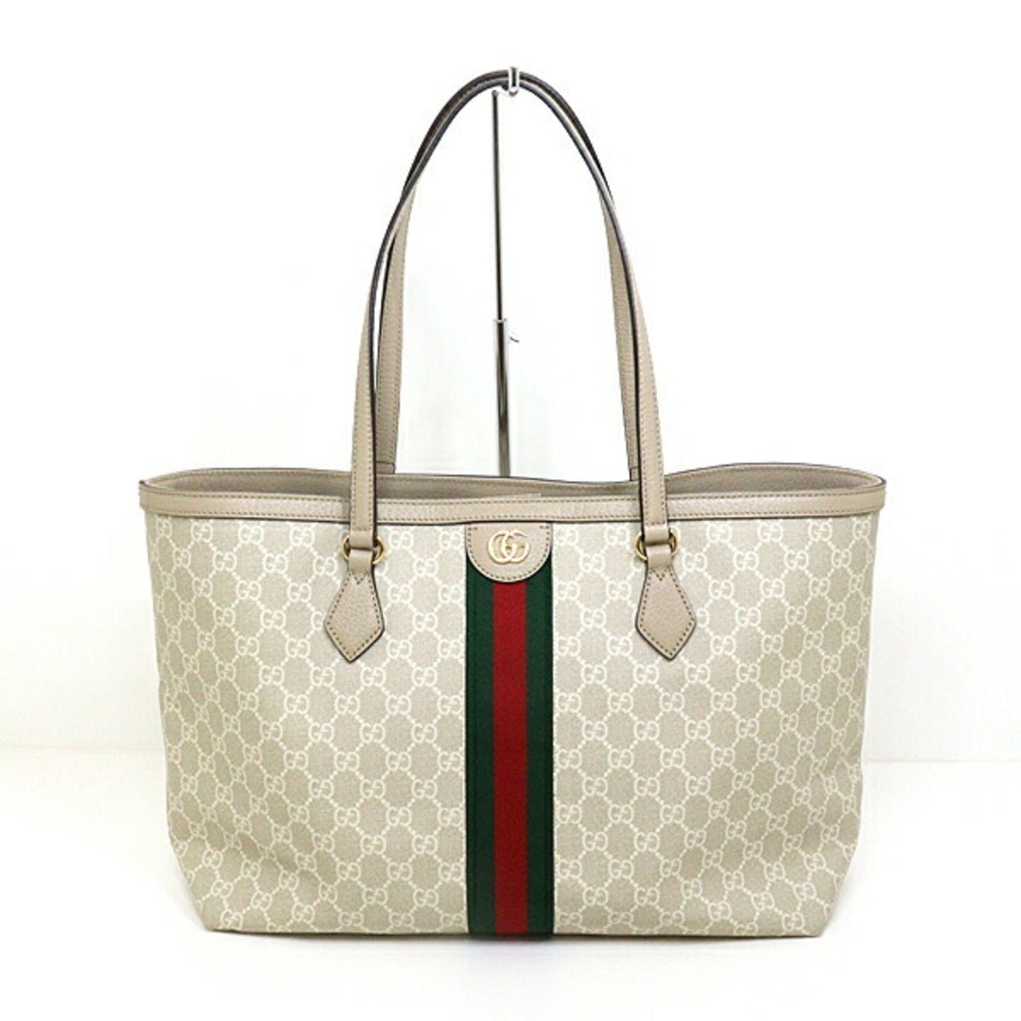 Gucci Beige Green Red Color White Gg Supreme Canvas Tote Bag