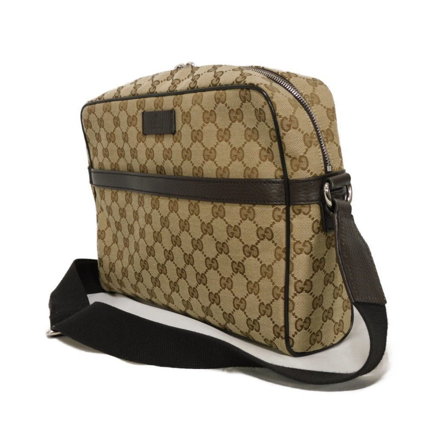 Gucci Gg Canvas Beige Gg Canvas Leather Messenger Bag Shoulder Bag