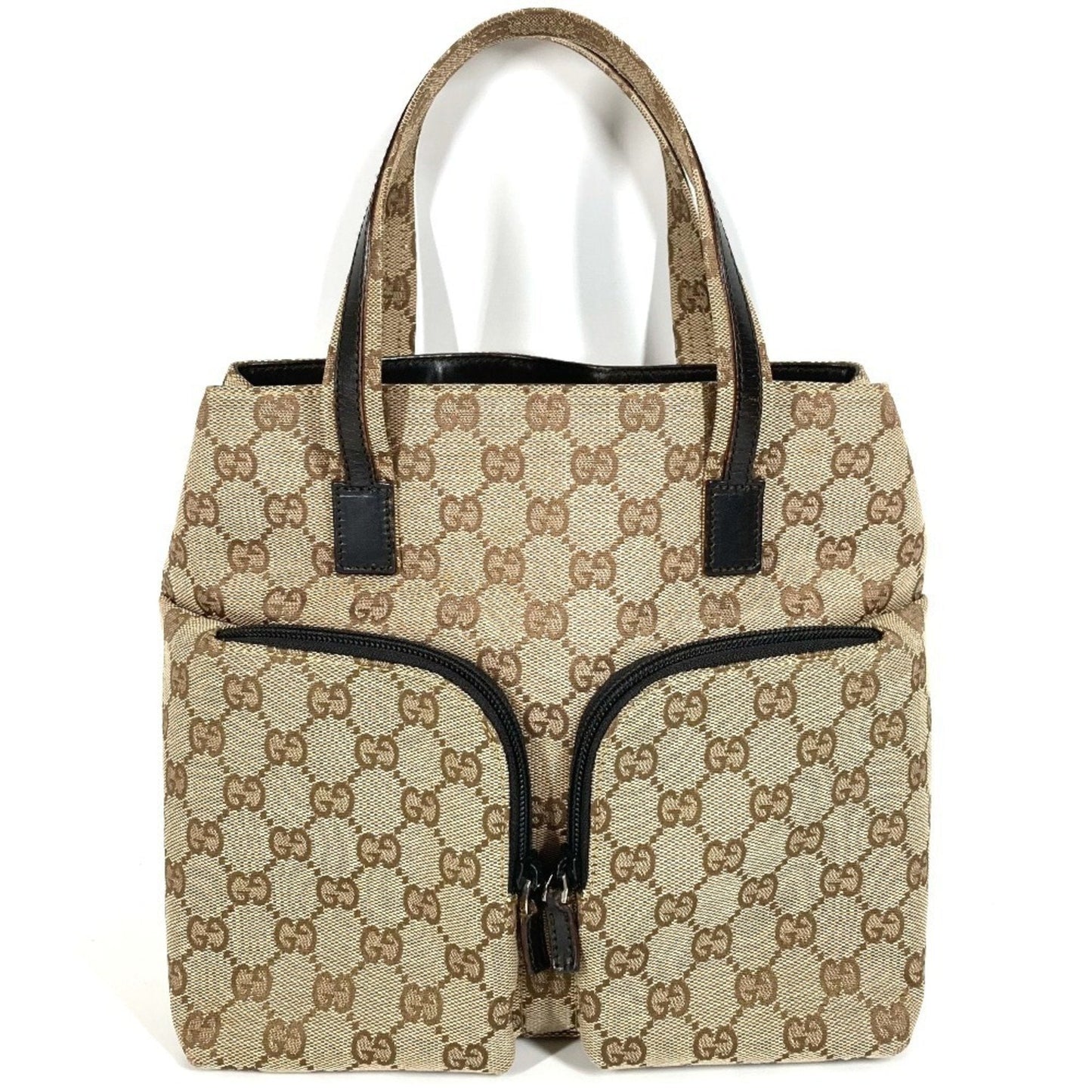 Gucci Gg Canvas Beige Dark Brown Gg Canvas Handbag Tote Bag