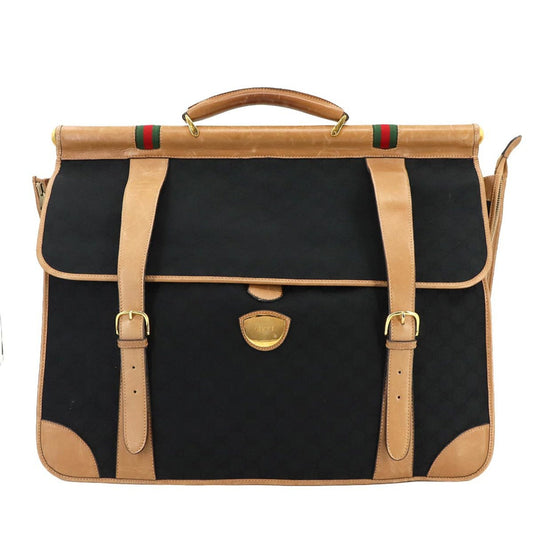 Gucci Black Brown Gg Canvas Leather Garment Case