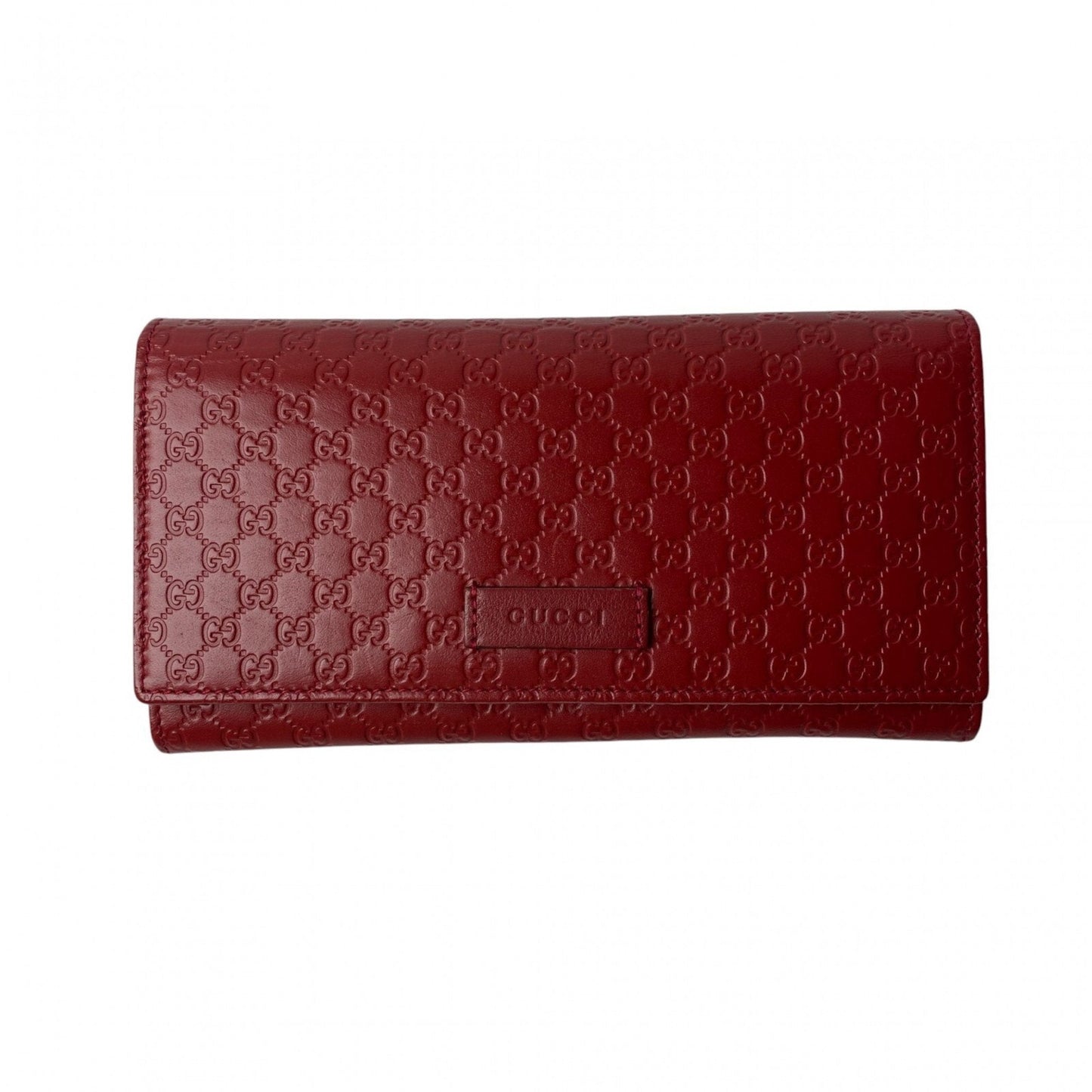 Gucci Red Color Leather Long Wallet (Bi-Fold)
