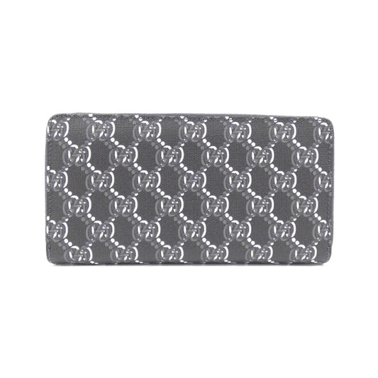 Gucci Gray White Coated Canvas Long Wallet (Bi-Fold)