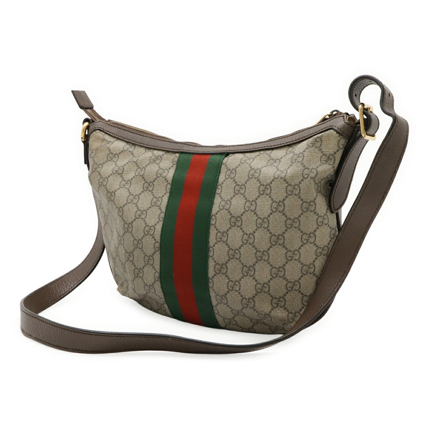 Gucci Beige Brown Green Red Color Gg Supreme Leather Shoulder Bag