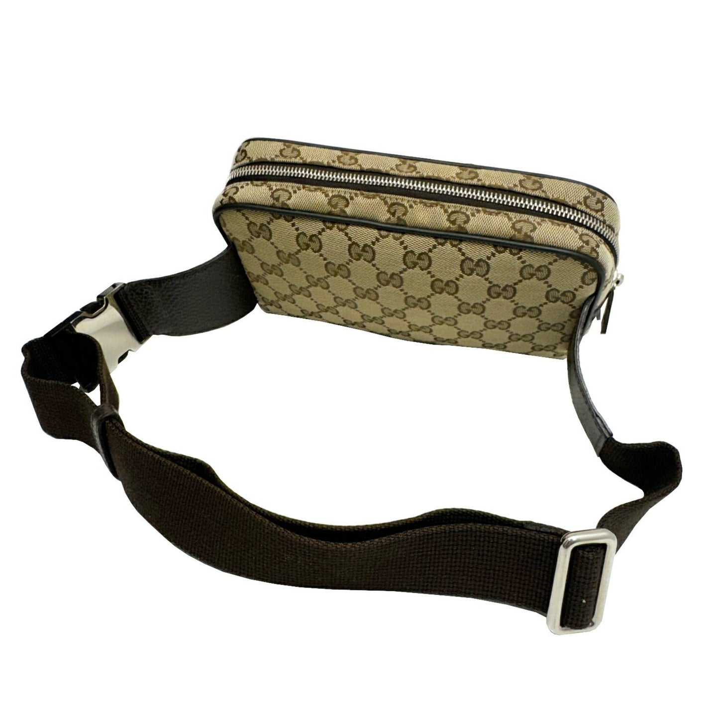 Gucci Beige Brown Canvas Leather Fanny Pack