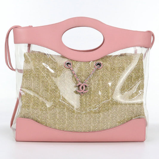 Chanel Pink Leather Vinyl Tote Bag