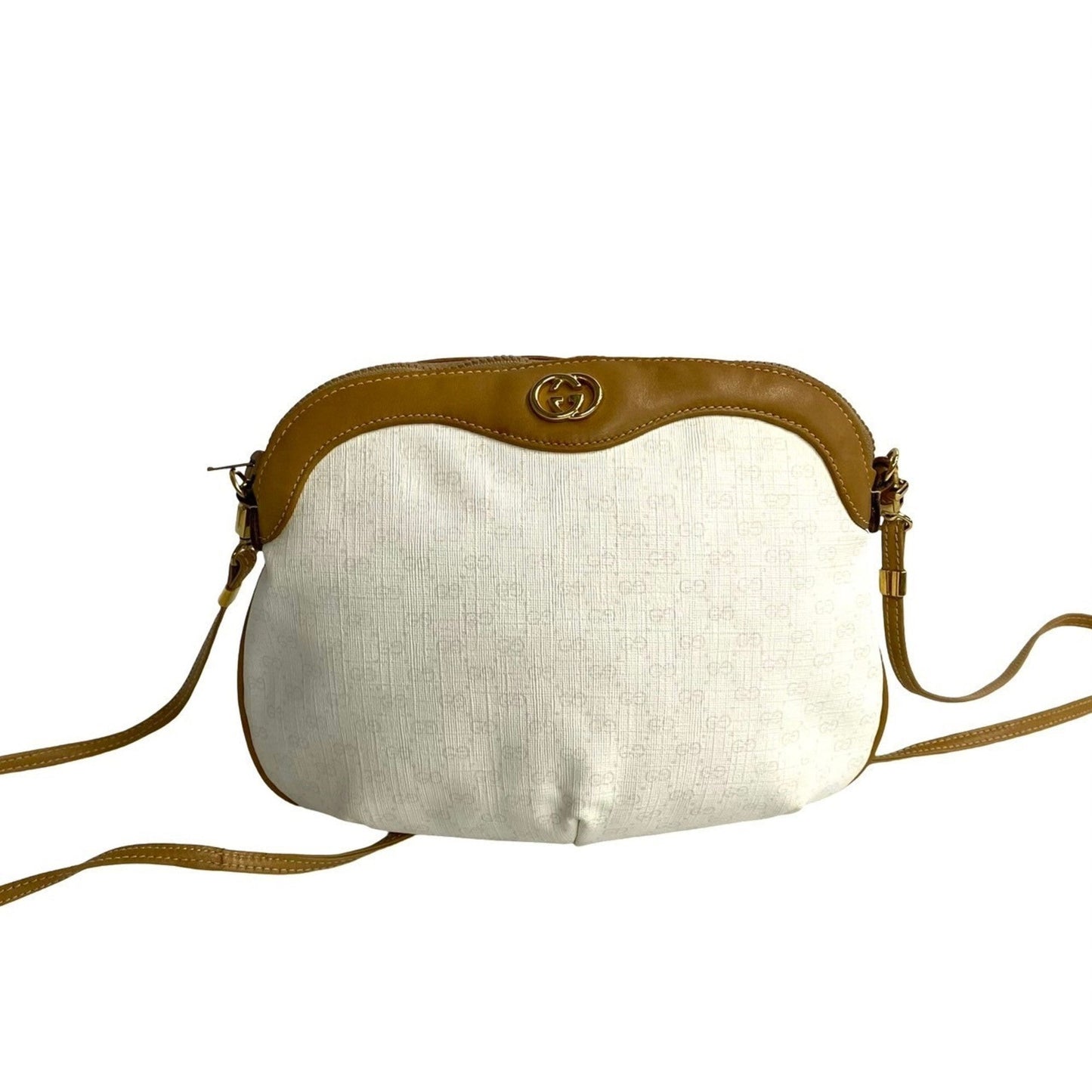 Gucci Brown Ivory Leather Pvc Pochette Shoulder Bag