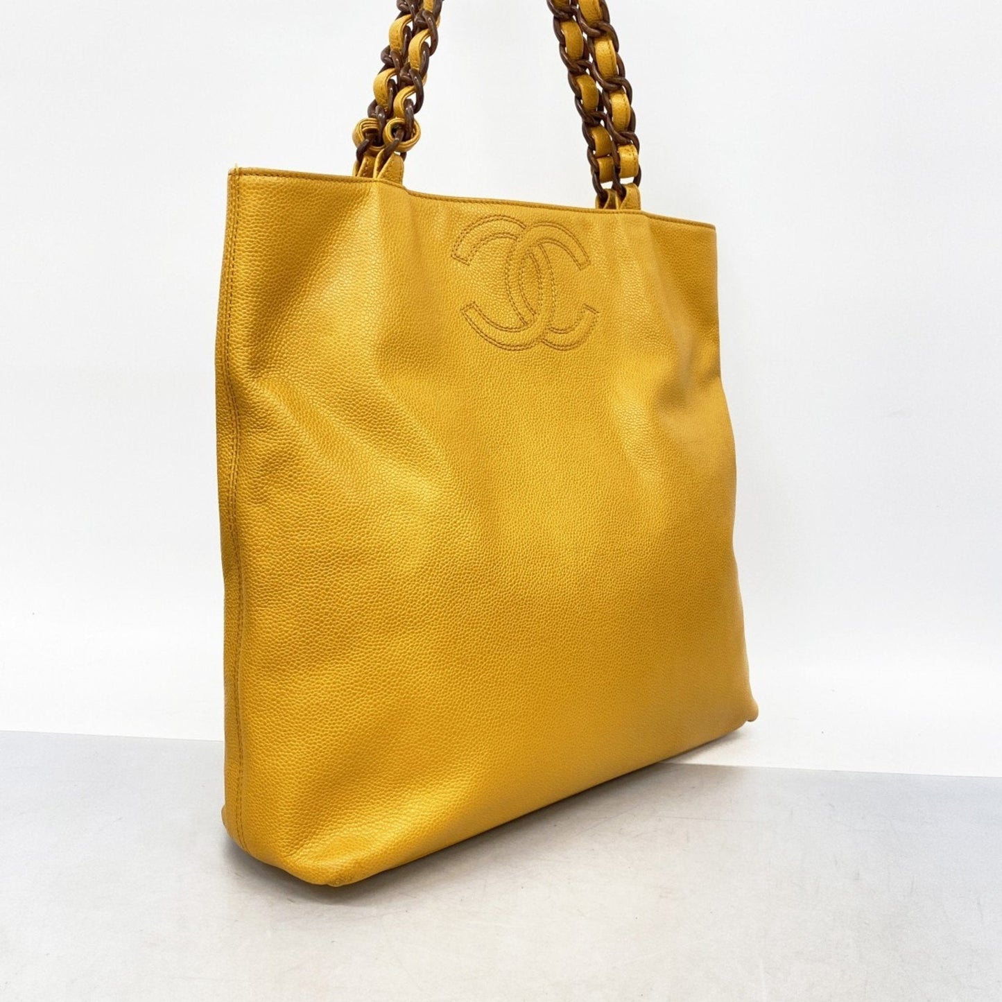 Chanel Orange Grained Calfskin Tote Bag