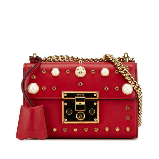Gucci Padlock Red Color Leather Shoulder Bag