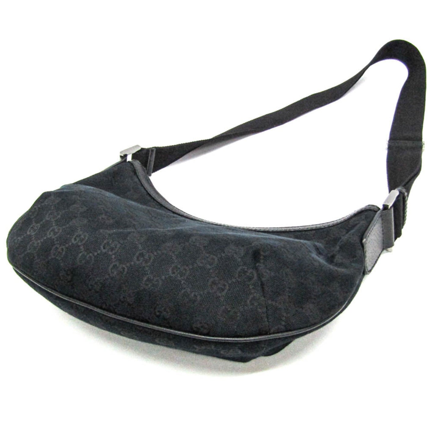 Gucci Gg Canvas Black Gg Canvas Leather Shoulder Bag